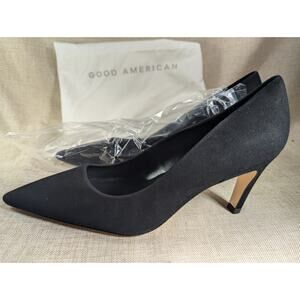 GOOD AMERICAN The Icon Black Suede Leather Classic Pumps sz 8